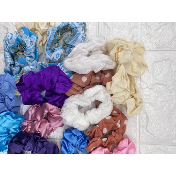 19pcs Assorted Hair Scrunchies Set Silk & Velvet Elastic Ponytail Holders Women - Picture 7 of 8